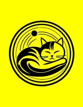 Cat sleeping in a circle in a cute style Stock Illustration