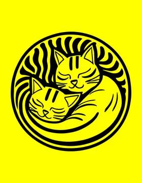 Cat sleeping in a circle in a cute style Stock Illustration