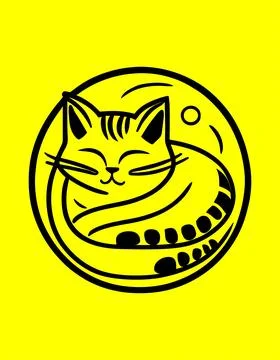 Cat sleeping in a circle in a cute style Stock Illustration