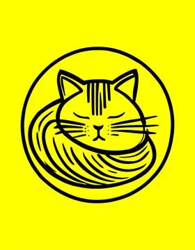 Cat sleeping in a circle in a cute style Stock Illustration