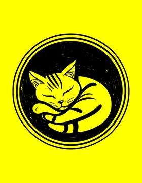 Cat sleeping in a circle in a cute style Stock Illustration