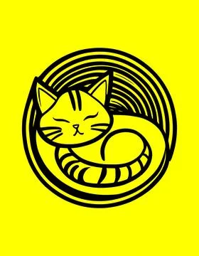 Cat sleeping in a circle in a cute style Stock Illustration