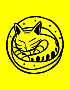 Cat sleeping in a circle in a cute style Stock Illustration