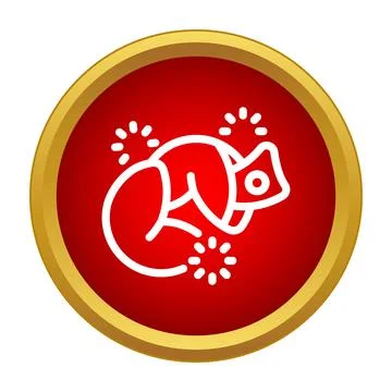Cat sleeping curled up in red circle icon Stock Illustration