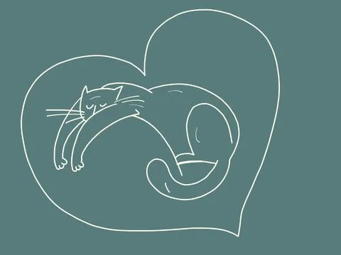 The cat is sleeping. The pet is resting. Cute animals Stock Illustration
