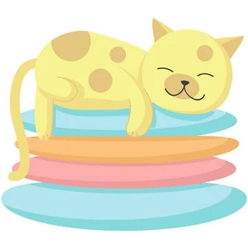 Cat sleeping on pillow stack vector icon cartoon 스톡 일러스트