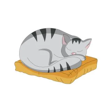 Cat sleeping on the pillow stock vector illustration Stock Illustration