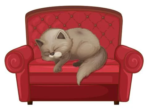 A cat sleeping on the sofa Ilustración de archivo