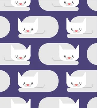 Cat sleeps pattern seamless. Sleeping pet ornament. Vector illustration Stock Illustration