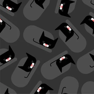 Cat sleeps pattern seamless. Sleeping pet ornament. Vector illustration Illustrazione stock