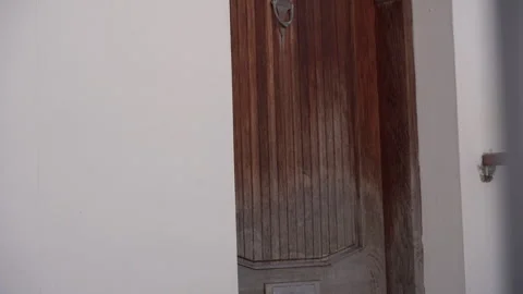 The cat sleeps on the threshold at the front door. Stock Footage 249251204