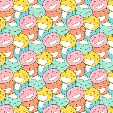 Cat Smile Pattern Background. Stock Illustration