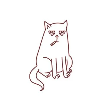Cat smoking cigarette Stock Illustration