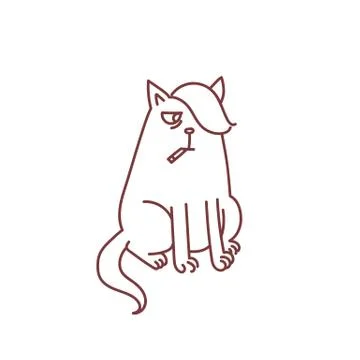 Cat smoking cigarette Stock Illustration