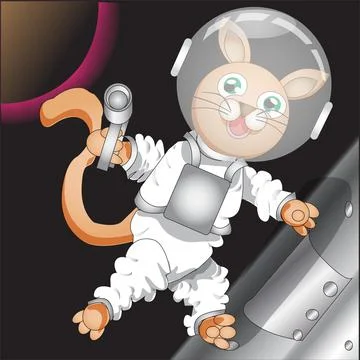 Cat in A Space Mission Vector Illustration Stock Illustration