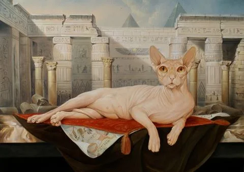 Cat sphinx. Still life. Stock Illustration