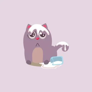 Cat Spilling The Milk Stock Illustration