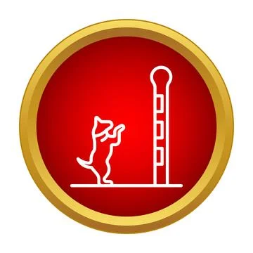 Cat standing on hind legs next to scratching post Stock Illustration