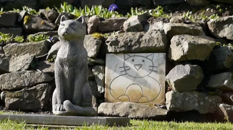 Cat Statue and Etching Stock Footage 47998098