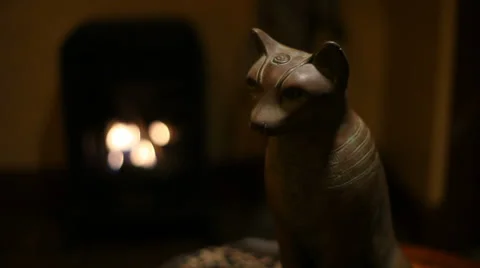 Cat Statue Egyptian Moving Light Stock Footage 33761271