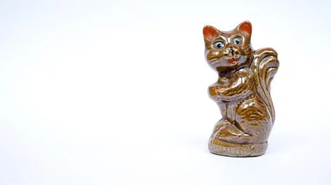 Cat statue isolated white background for room decoration Stock Photos