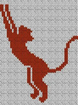 Cat with stretched paws up, knitting pattern Stock Illustration