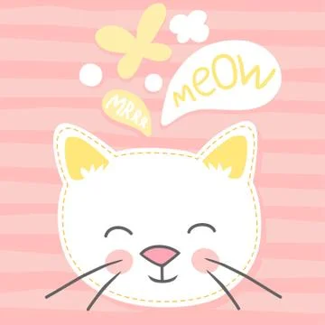 Cat on striped background vector illustration Stock Illustration