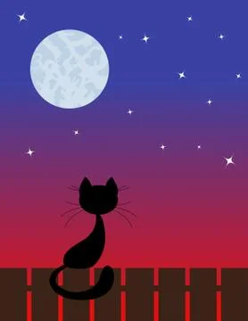 Cat with sunset Stock Illustration