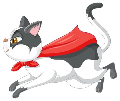 A cat superhero on white background Stock Illustration