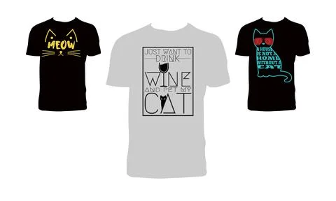 Cat T Shirt Design Bundle Stock Illustration