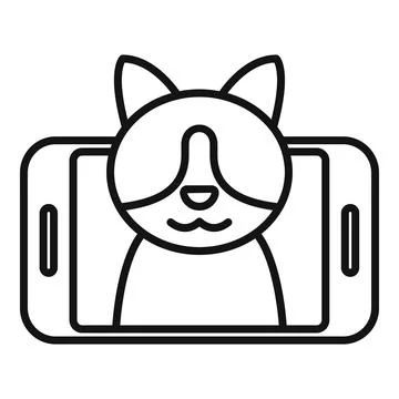 Cat taking selfie with smartphone, funny pet portrait Stock Illustration