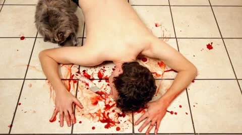 Cat tapping on dead man Vidéo 8983767