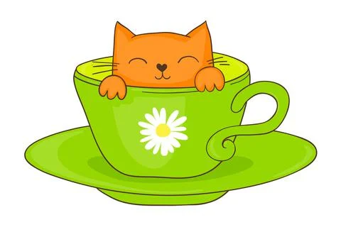 Cat in a teacup Stock Illustration