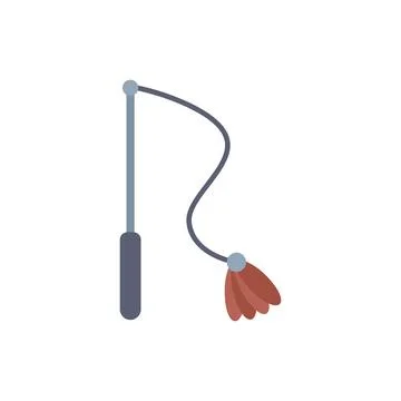 Cat teaser wand with feathers for playing with your pet Stock Illustration