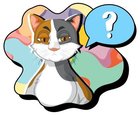 A cat thinking with question mark in callouts Illustrazione stock