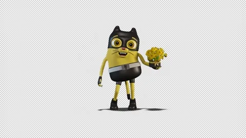 Cat Thomas gift flower Video Loop and Alfa Channel 库存影片 163284418