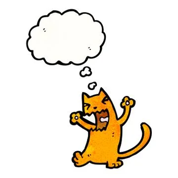 Cat with thought cloud cartoon Stock Illustration