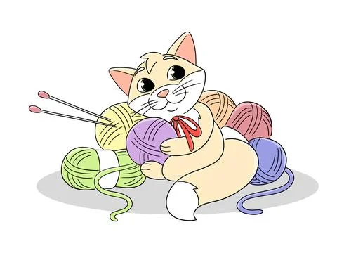 A cat with threads Stock Illustration