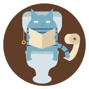Cat in the toilet Stock Illustration
