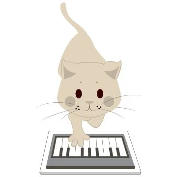 Cat Touching Screen Tablet Stock Illustration