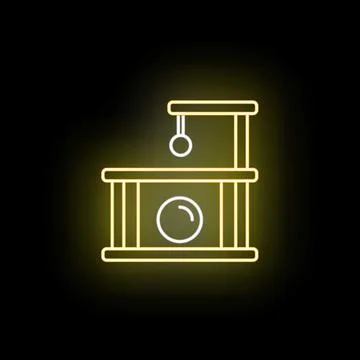 Cat tower neon line drawing icon glowing Stock Illustration