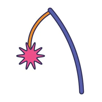 Cat Toy Ball On String And Stick Accessory Stock Illustration