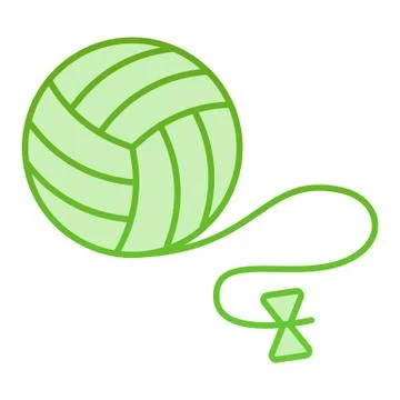 Cat toy flat icon. Ball of thread and bow green icons in trendy flat style Stock Illustration