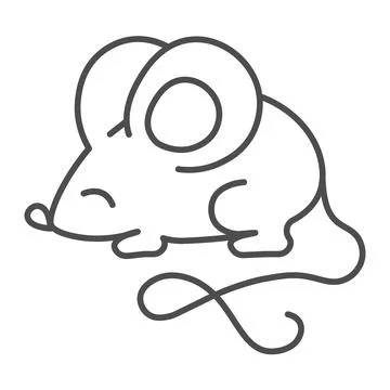 Cat toy mouse, mice thin line icon, pets concept, kitty mouse game vector sign Illustrazione stock
