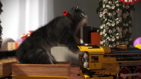 Cat on a train Video stock 121564800