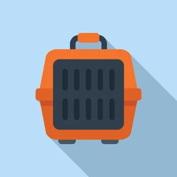Cat travel box icon flat vector. Care medicine help Stock Illustration