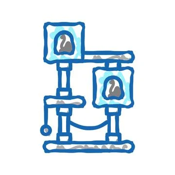 Cat tree icon doodle illustration Stock Illustration