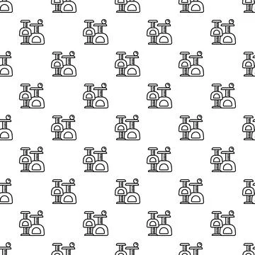 Cat tree repeating seamless pattern doodle illustration Stock Illustration