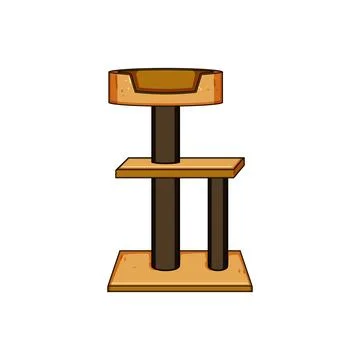 Cat tree scratching post with bed for pet playing Stock Illustration