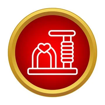 Cat tree scratching post with heart design icon Stock Illustration